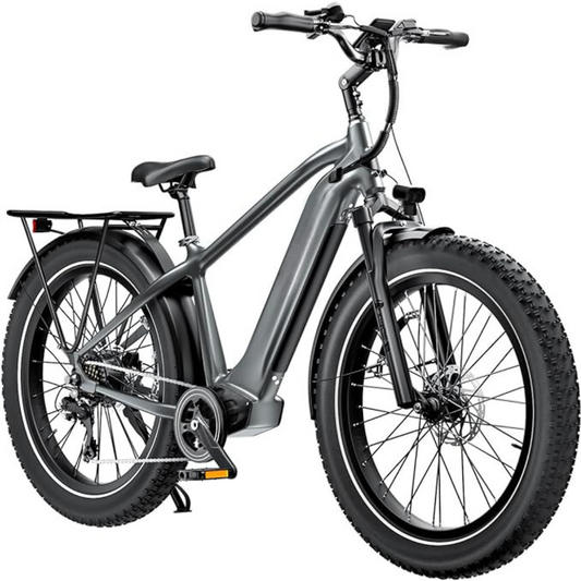 Electric Bike (Grey / ‎26" Fat Tires - Withbar) for Adults 1000W BAFANG Motor EBike 52V 25Ah 21700 Removable LG Lithium Battery Fat Tires 20-32MPH Speed Range 90Miles Long Range Electric Mountain Bike Shimano 7-Speed E Bike