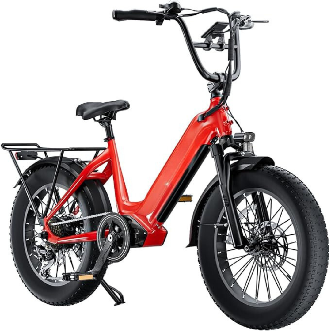 Electric Bike (Red / 20" Fat Tires) for Adults 1000W BAFANG Motor EBike 52V 25Ah 21700 Removable LG Lithium Battery Fat Tires 20-32MPH Speed Range 90Miles Long Range Electric Mountain Bike Shimano 7-Speed E Bike